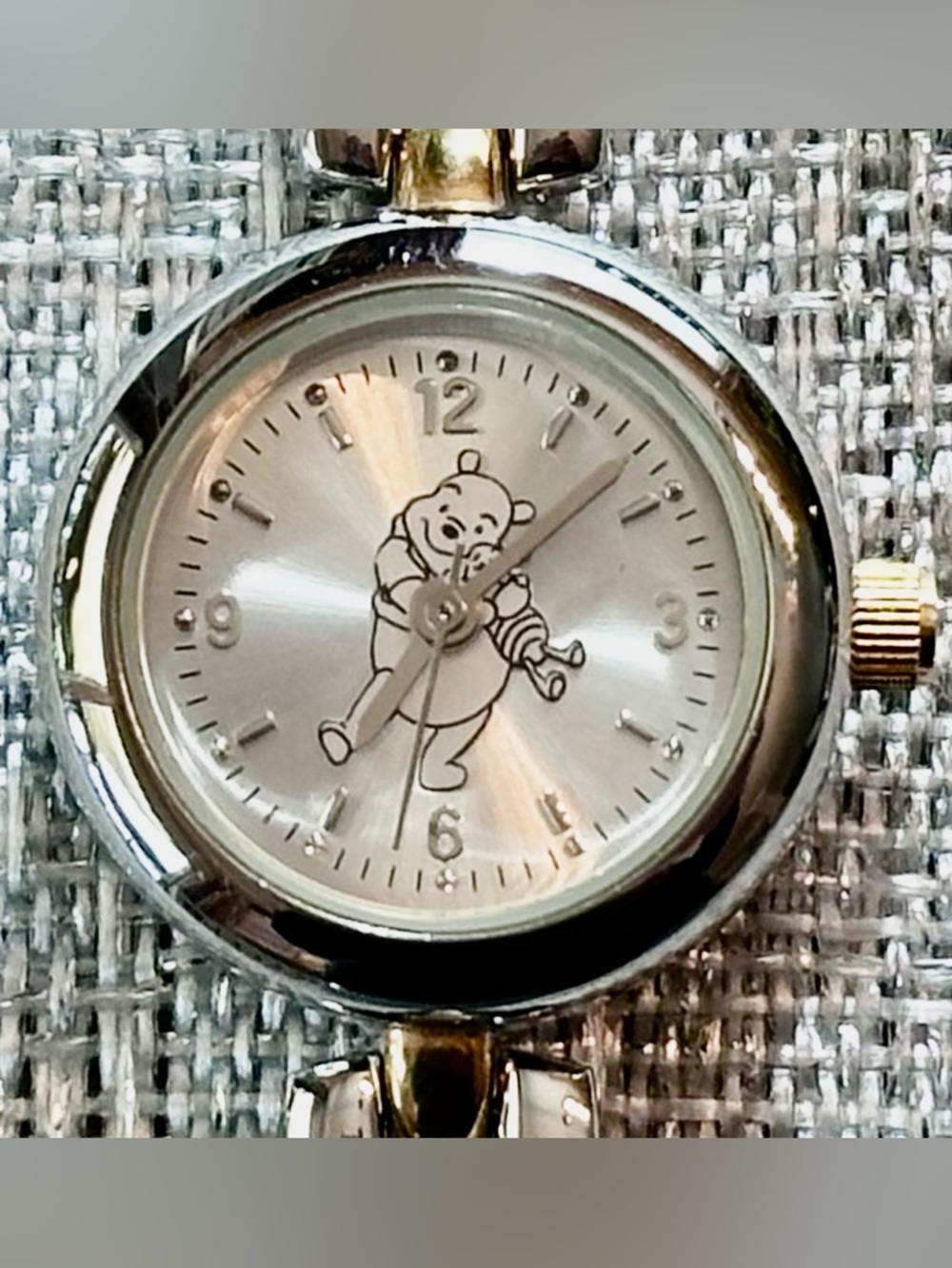 Disney Winnie the Pooh Piglet Vintage Y2K Silver and Gold Women's Bracelet Watch